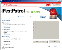 eTrust PestPatrol 8.0.0.7 — Один из самых мощных антишпионов - отлавливает всевозможны трояны, разнообразные "шпионские" модули (spyware, adware), кей-логгеры и любые другие хакерские программы